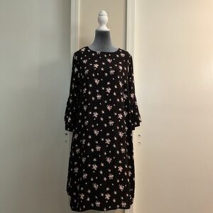 🩵 H&M Mama Martenity Women’s Pink Floral Ruffle3/4 Sleeve Shift Dress